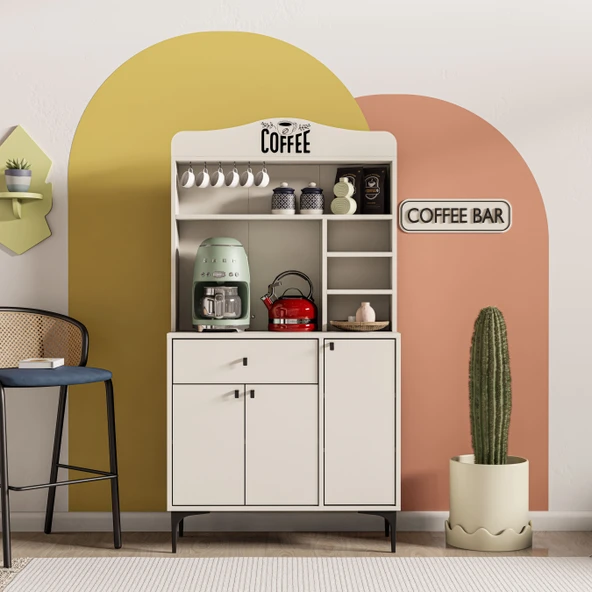 Mezza 5220 SIESTA 90 CM KAHVE KÖŞESİ ÇOK AMAÇLI DOLAP 3 KAPAKLI 1 ÇEKMECELİ KİLER MUTFAK DOLABI BEYAZ - 3