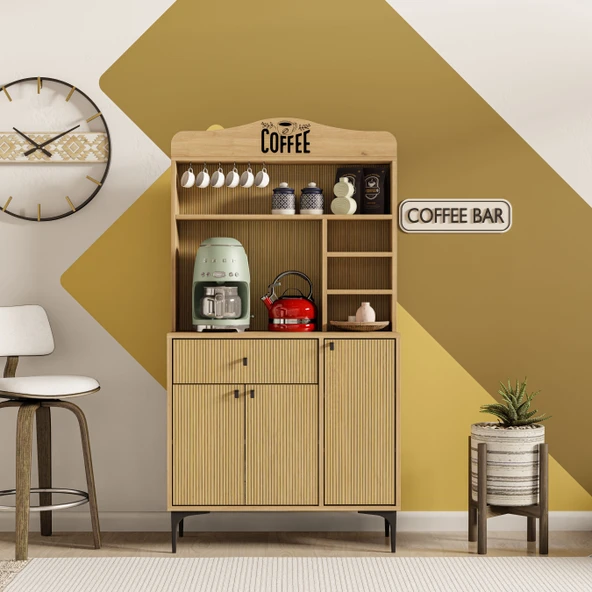 Mezza 5226 SIESTA 90 CM KAHVE KÖŞESİ ÇOK AMAÇLI DOLAP 3 KAPAKLI 1 ÇEKMECELİ KİLER MUTFAK DOLABI SEPETYUNUS - 3