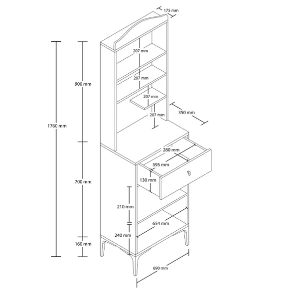 Mezza 5206 SIESTA 69CM KAHVE KÖŞESİ ÇOK AMAÇLI DOLAP 2 KAPAKLI 1 ÇEKMECELİ KİLER MUTFAK DOLABI SEPET-YUNUS - 2