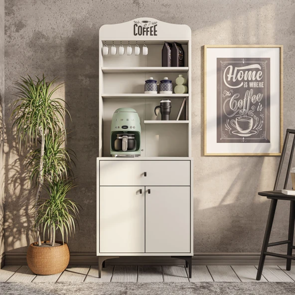 Mezza 5200 SIESTA 69 CM KAHVE KÖŞESİ ÇOK AMAÇLI DOLAP 2 KAPAKLI 1 ÇEKMECELİ KİLER MUTFAK DOLABI BEYAZ - 3