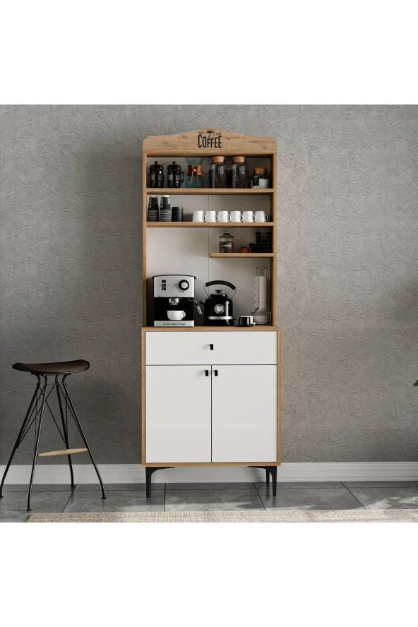 Mezza 5204 SIESTA 69CM KAHVE KÖŞESİ ÇOK AMAÇLI DOLAP 2 KAPAKLI 1 ÇEKMECELİ KİLER MUTFAK DOLABI SEPET-BEYAZ - 2