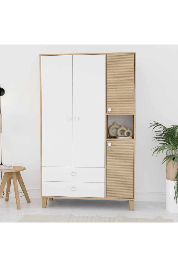 Mezza 3520 Lisa 4 Kapılı Gardırop Sepet-yunus-beyaz - 2