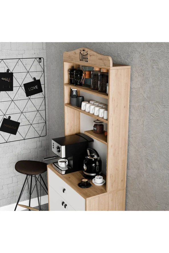 Mezza 5204 SIESTA 69CM KAHVE KÖŞESİ ÇOK AMAÇLI DOLAP 2 KAPAKLI 1 ÇEKMECELİ KİLER MUTFAK DOLABI SEPET-BEYAZ - 4