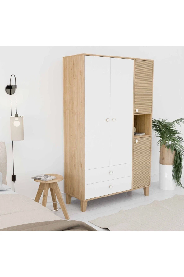 Mezza 3520 Lisa 4 Kapılı Gardırop Sepet-yunus-beyaz - 3