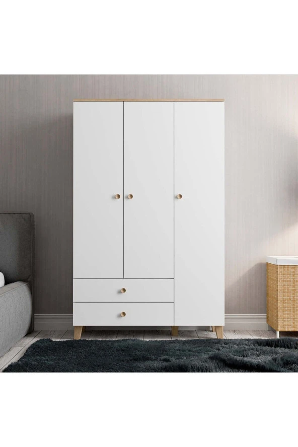 Mezza 3530 VENTO 3 KAPILI GARDIROP SEPET-BEYAZ - Resim 2