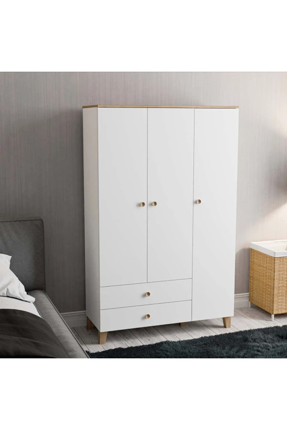 Mezza 3530 VENTO 3 KAPILI GARDIROP SEPET-BEYAZ - Resim 3