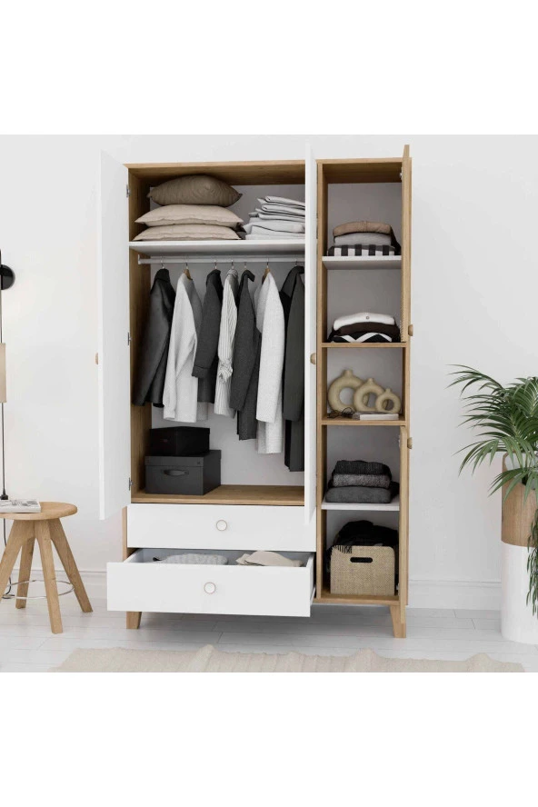 Mezza 3520 Lisa 4 Kapılı Gardırop Sepet-yunus-beyaz - 4