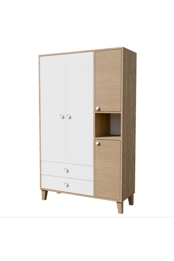 Mezza 3520 Lisa 4 Kapılı Gardırop Sepet-yunus-beyaz - 5