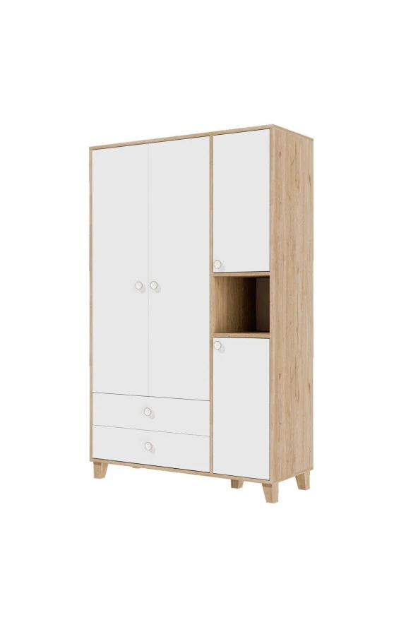Mezza 3522 Lisa 4 Kapılı Gardırop Sepet-beyaz - 6
