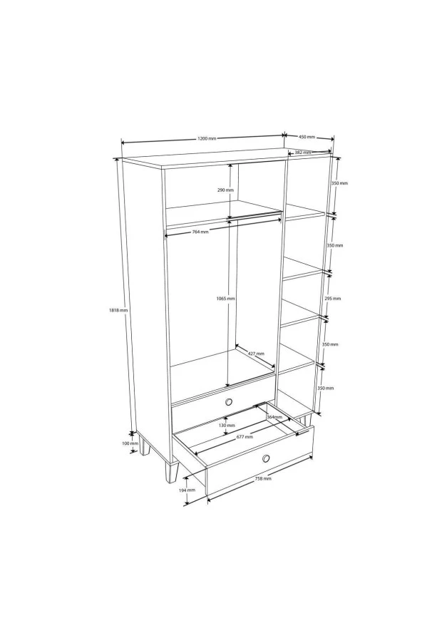 Mezza 3520 Lisa 4 Kapılı Gardırop Sepet-yunus-beyaz - 6