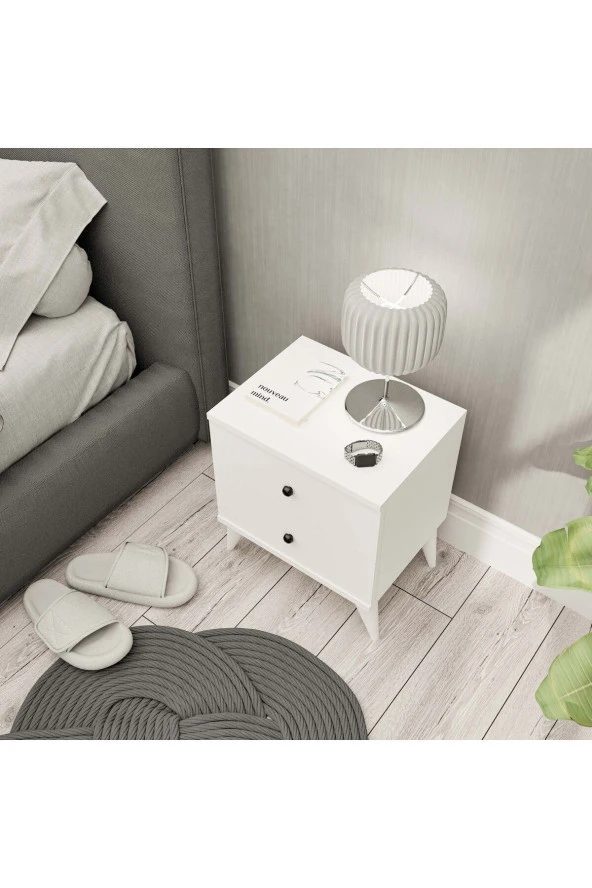 Mezza 3720 MONA 2 ÇEKMECELİ KOMODİN BEYAZ - 4