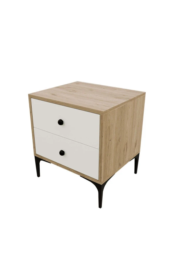 Mezza 3710 AGATA 2 ÇEKMECELİ AYAKLI KOMODİN SEPET-BEYAZ - 6