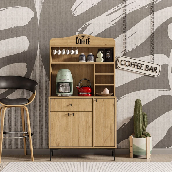 Mezza 5222 SIESTA 90 CM KAHVE KÖŞESİ ÇOK AMAÇLI DOLAP 3 KAPAKLI 1 ÇEKMECELİ KİLER MUTFAK DOLABI SEPET - 3