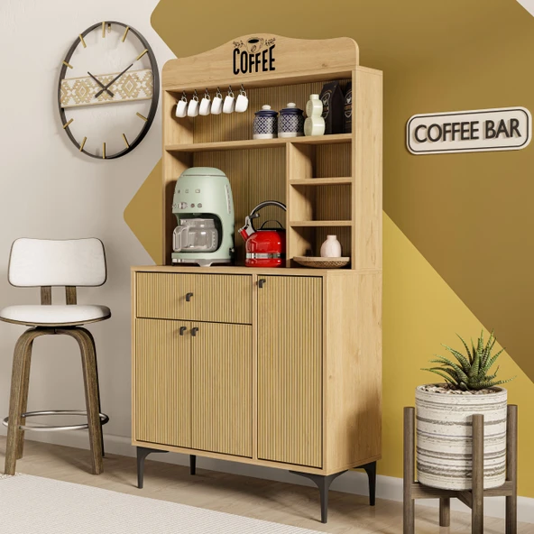 Mezza 5226 SIESTA 90 CM KAHVE KÖŞESİ ÇOK AMAÇLI DOLAP 3 KAPAKLI 1 ÇEKMECELİ KİLER MUTFAK DOLABI SEPETYUNUS