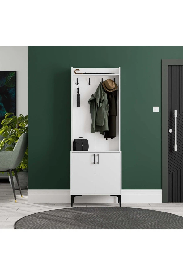 Mezza 5000 ROYAL 2 KAPAKLI 4 ASKILI PORTMANTO BEYAZ - Resim 2