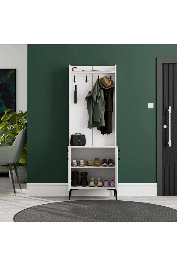 Mezza 5000 ROYAL 2 KAPAKLI 4 ASKILI PORTMANTO BEYAZ - Resim 4