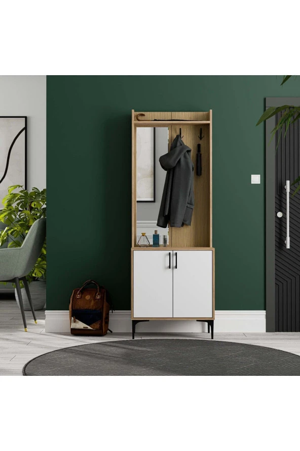 Mezza 5022 ROYAL SOL AYNALI 2 KAPAKLI 2 ASKILI PORTMANTO SEPET - BEYAZ - YUNUS - 2