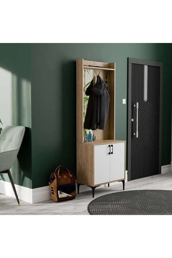 Mezza 5022 ROYAL SOL AYNALI 2 KAPAKLI 2 ASKILI PORTMANTO SEPET - BEYAZ - YUNUS - 3