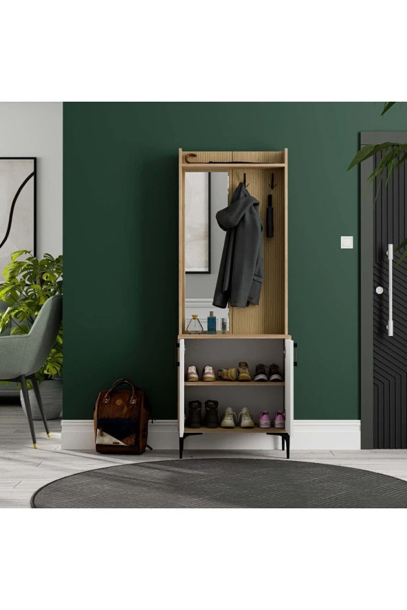 Mezza 5022 ROYAL SOL AYNALI 2 KAPAKLI 2 ASKILI PORTMANTO SEPET - BEYAZ - YUNUS - 4