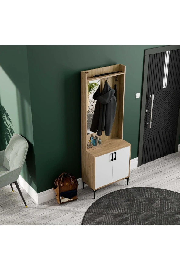 Mezza 5022 ROYAL SOL AYNALI 2 KAPAKLI 2 ASKILI PORTMANTO SEPET - BEYAZ - YUNUS - 5