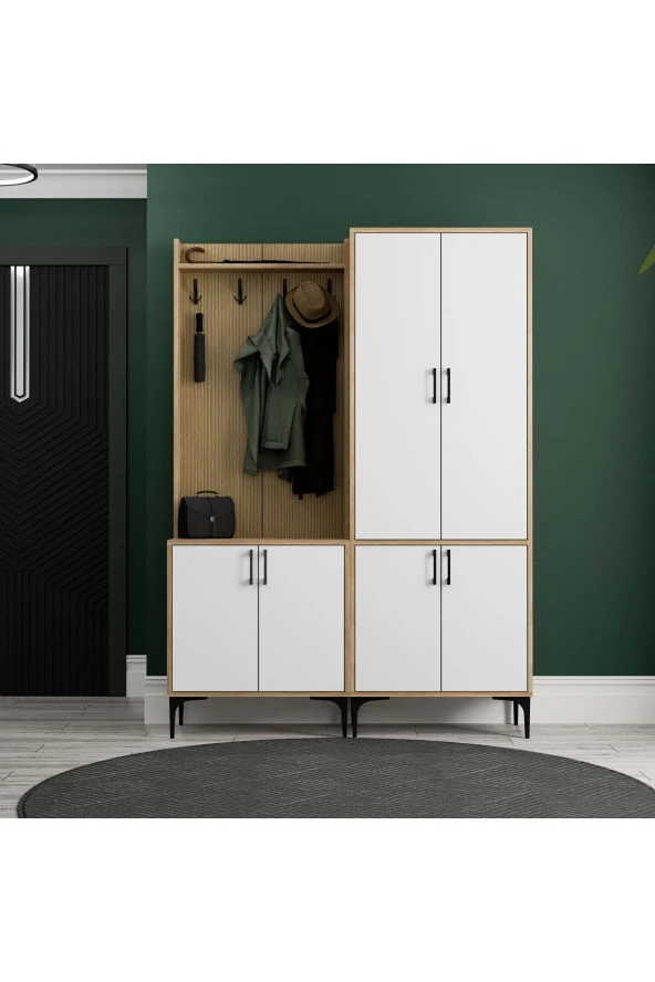 Mezza SET 5002-5032 ROYAL 6 KAPAKLI 9 ASKILI PORTMANTO SEPET-YUNUS-BEYAZ - Resim 2