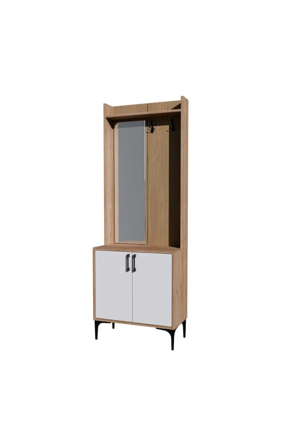 Mezza 5022 ROYAL SOL AYNALI 2 KAPAKLI 2 ASKILI PORTMANTO SEPET - BEYAZ - YUNUS - 7