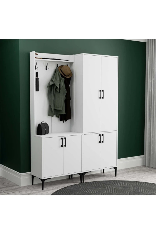 Mezza SET 5000-5030 ROYAL 6 KAPAKLI 9 ASKILI PORTMANTO BEYAZ - Resim 3