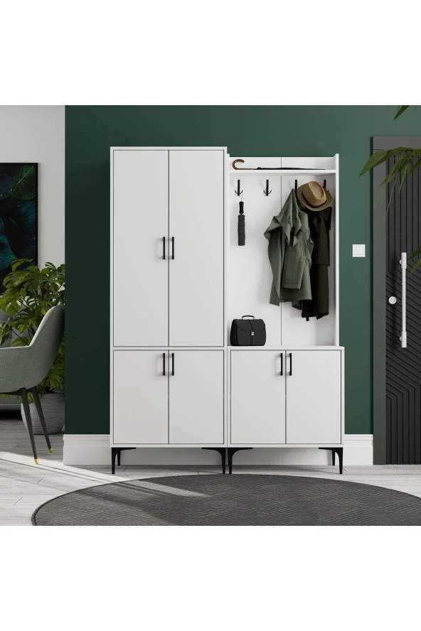 Mezza SET 5030-5000 ROYAL 6 KAPAKLI 9 ASKILI PORTMANTO BEYAZ - Resim 2