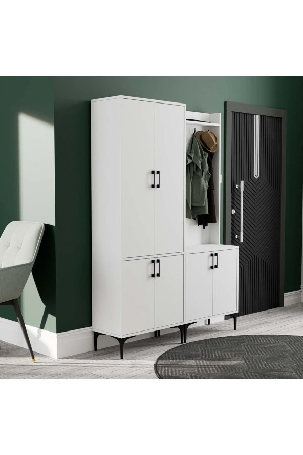 Mezza SET 5030-5000 ROYAL 6 KAPAKLI 9 ASKILI PORTMANTO BEYAZ - Resim 3