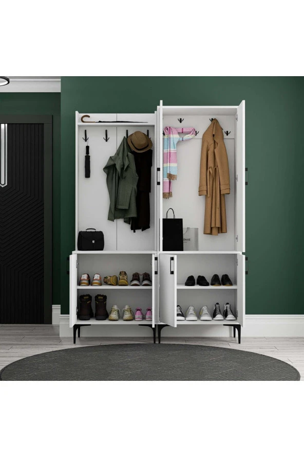 Mezza SET 5000-5030 ROYAL 6 KAPAKLI 9 ASKILI PORTMANTO BEYAZ - Resim 4