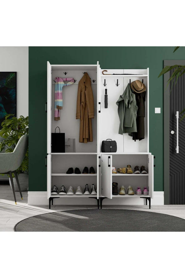 Mezza SET 5030-5000 ROYAL 6 KAPAKLI 9 ASKILI PORTMANTO BEYAZ - Resim 4