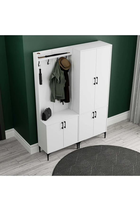 Mezza SET 5000-5030 ROYAL 6 KAPAKLI 9 ASKILI PORTMANTO BEYAZ - Resim 5