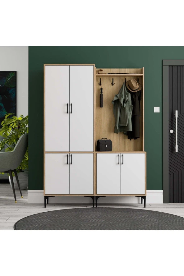 Mezza SET 5032-5002 ROYAL 6 KAPAKLI 9 ASKILI PORTMANTO SEPET-YUNUS-BEYAZ - 2