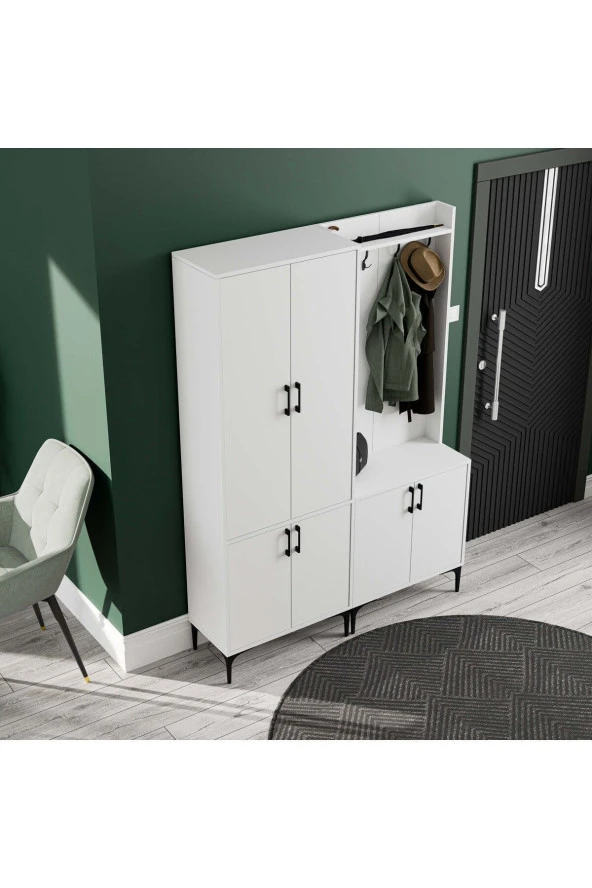 Mezza SET 5030-5000 ROYAL 6 KAPAKLI 9 ASKILI PORTMANTO BEYAZ - Resim 5