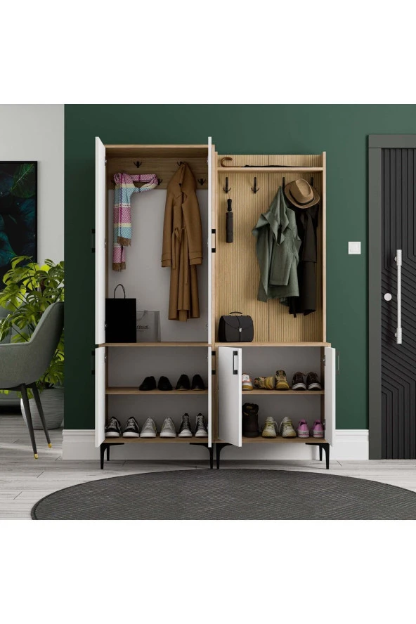 Mezza SET 5032-5002 ROYAL 6 KAPAKLI 9 ASKILI PORTMANTO SEPET-YUNUS-BEYAZ - 4