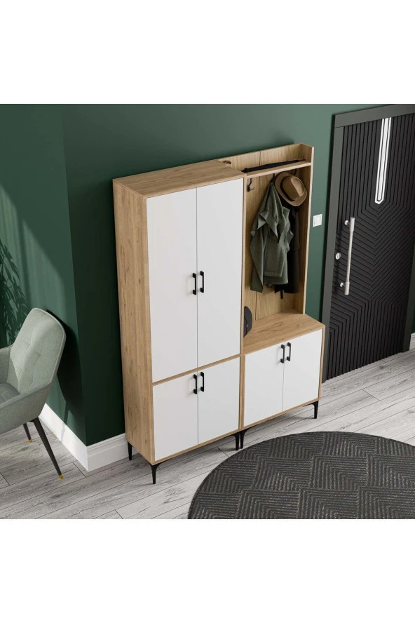 Mezza SET 5032-5002 ROYAL 6 KAPAKLI 9 ASKILI PORTMANTO SEPET-YUNUS-BEYAZ - 5