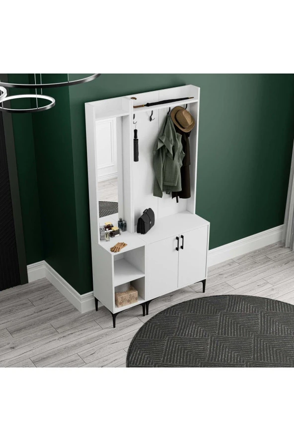 Mezza SET 5040-5000 ROYAL SOL AYNALI 2 KAPAKLI 4 ASKILI 2 RAFLI PORTMANTO BEYAZ - 5