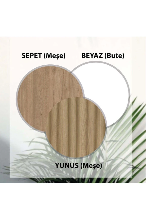 Mezza SET 5032-5012 ROYAL SAĞ AYNALI 6 KAPAKLI 7 ASKILI PORTMANTO SEPET-YUNUS-BEYAZ - 8