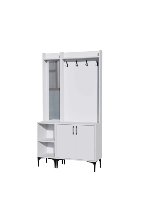 Mezza SET 5040-5000 ROYAL SOL AYNALI 2 KAPAKLI 4 ASKILI 2 RAFLI PORTMANTO BEYAZ - 7