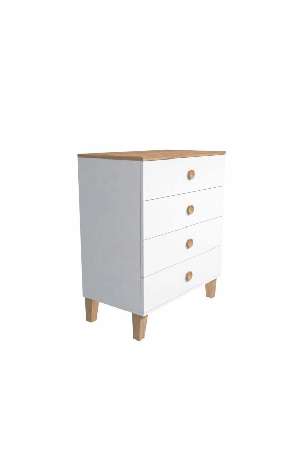 Mezza 3650 Vento 4 Çekmeceli Şifonyer Sepet - Beyaz - Resim 6