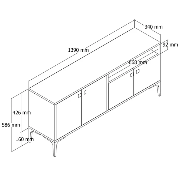 Mezza 1546 Artemis 139 Cm Tv Ünitesi Sepet Rengi - 2