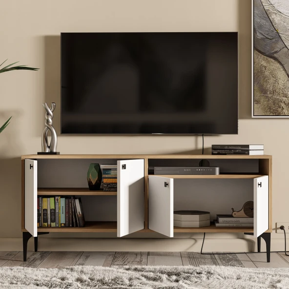 Mezza 1548 Artemis 139 Cm Tv Ünitesi Sepet-Beyaz - 5
