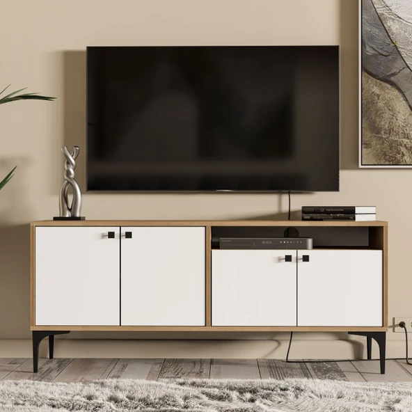 Mezza 1548 Artemis 139 Cm Tv Ünitesi Sepet-Beyaz - 3