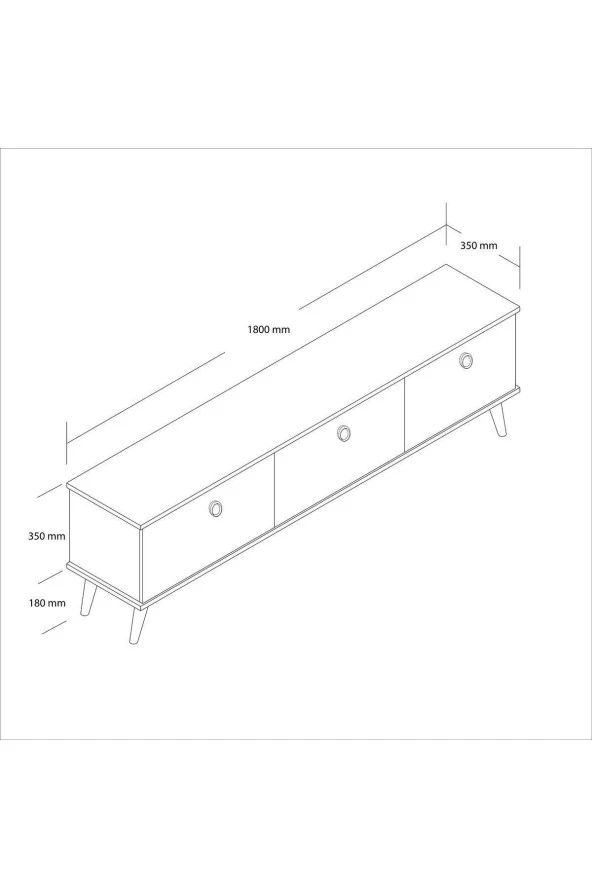 Mezza 1372 Lexus 180 Cm (AHŞAP AYAKLI) Tv Ünitesi Sepet - Yunus - 8