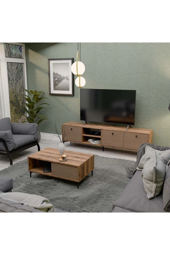 Mezza SET 1360-2090 VİSİON TV ÜNİTESİ - ORTA SEHPA SETİ HAT - KAPLAN - 2