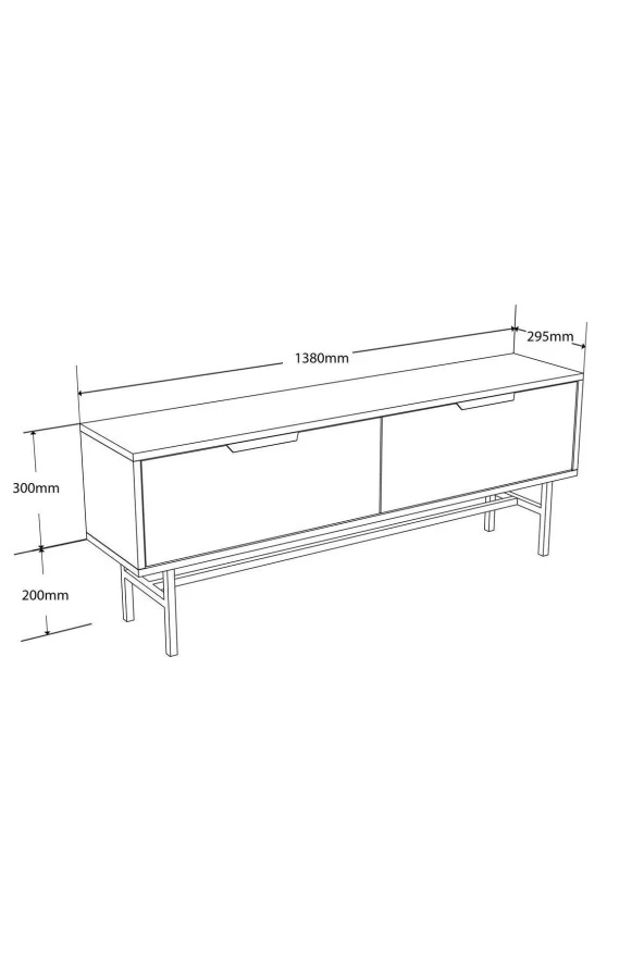 Mezza 4010 BLANCO 138 CM (METAL AYAKLI) TV ÜNİTESİ SİYAH KAPLAN - 7