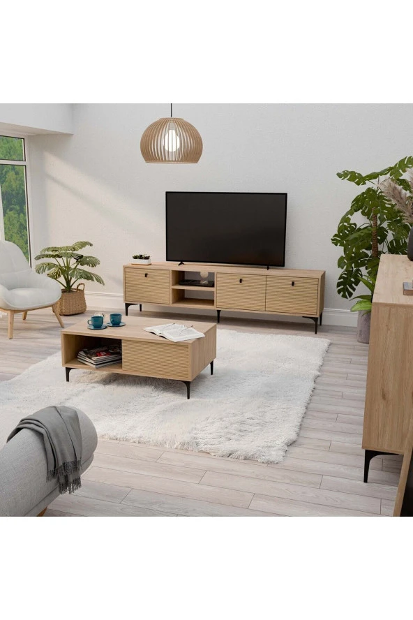 Mezza Set 1364-2092-1684 Vision Tv Ünitesi - Orta Sehpa - Konsol Seti Sepet - Yunus - 2