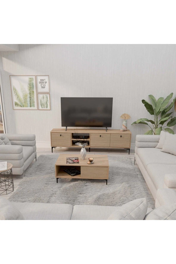 Mezza SET 1364-2092 VİSİON TV ÜNİTESİ - ORTA SEHPA SETİ SEPET - YUNUS - Resim 3