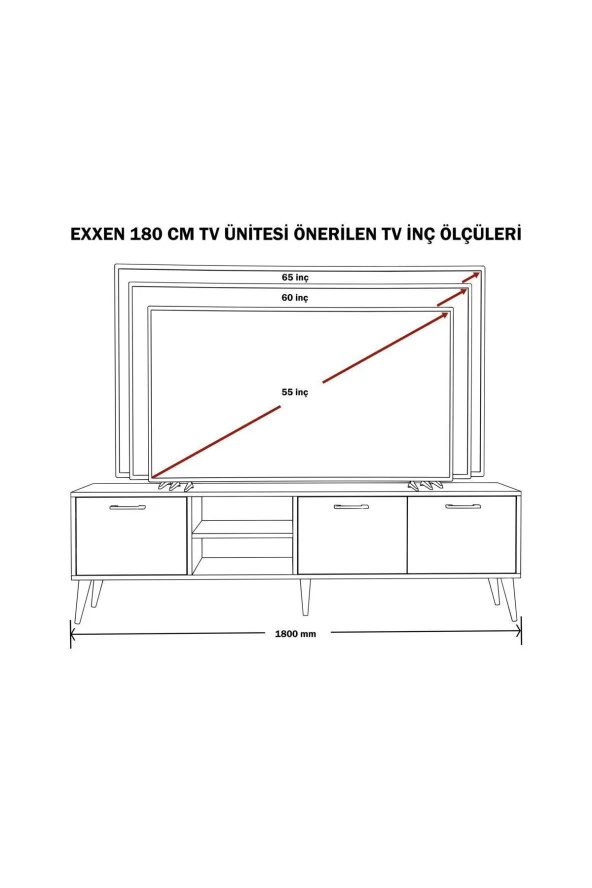 Mezza SET 1585-2074-1624 EXXEN (AHŞAP AYAKLI) TV ÜNİTESİ - ORTA SEHPA - KONSOL SETİ SEPET - BEYAZ - Resim 5