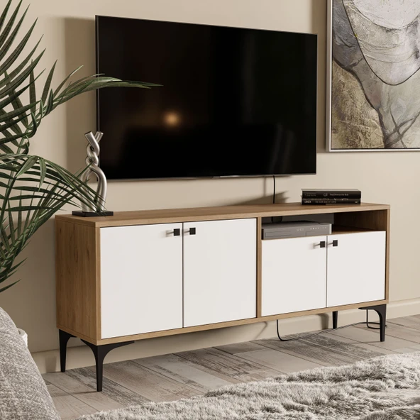 Mezza 1548 Artemis 139 Cm Tv Ünitesi Sepet-Beyaz - 4